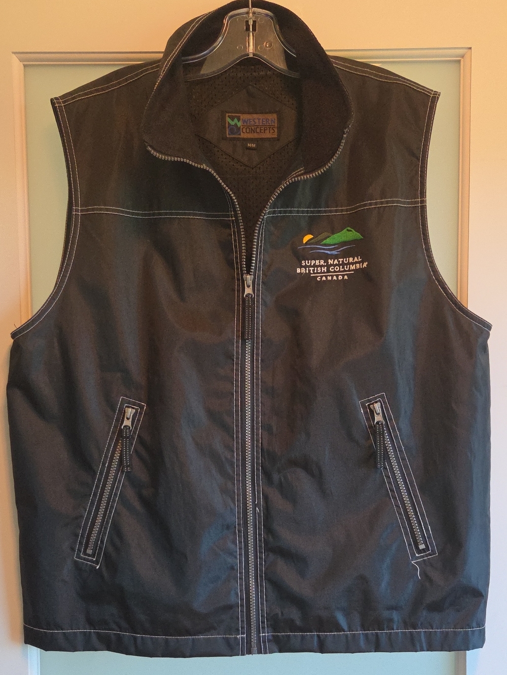 Women's Black Zip Vest with British Columbia Logo